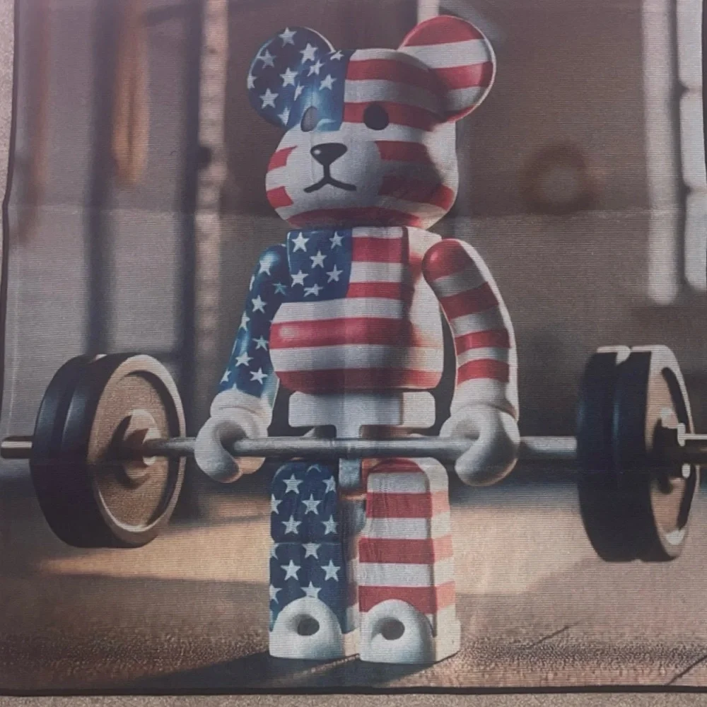 American Flag Bearbrick Large Non-Slip Rug